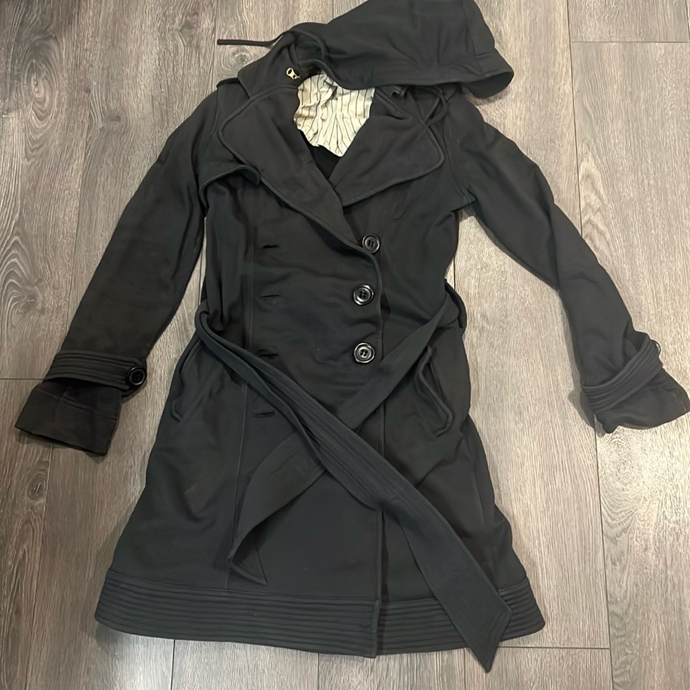 Mike & Chris Navy Sweatshirt Trench Coat, size M